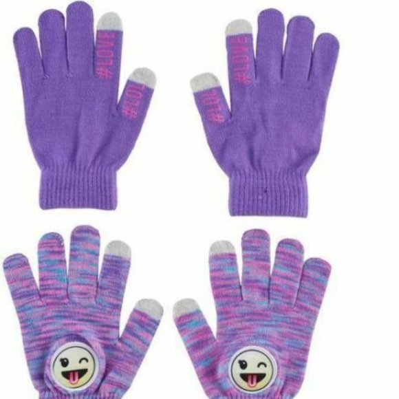 Girl's 4-16 Emoji 2 pk. Touchscreen Gloves Set - Purple - Picture 1 of 2